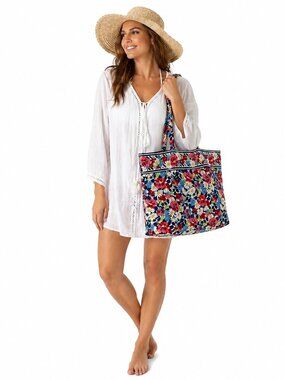 Vera Bradley Vera Tote Large Open Top Tote Bag Summer Cottage Retired Floral